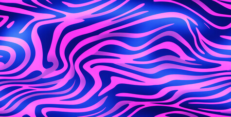 Zebra skin print seamless hand drawn neon pattern 