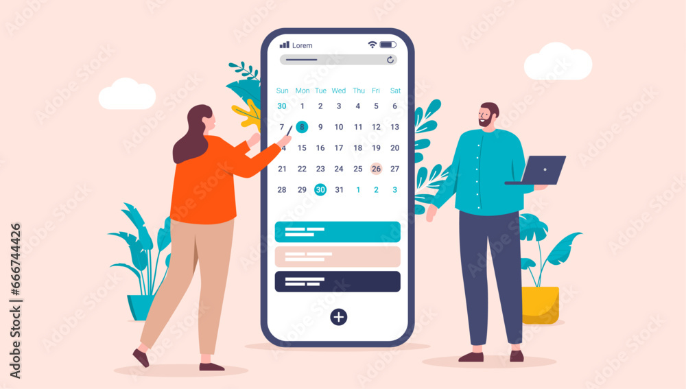 Leinwandbilder work schedule - project manager making plan and setting date in calendar for employee. business time