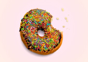 Sweet tasty strawberry dark glazed donut