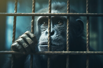 Mono triste cautivo, tráfico ilegal de animales.