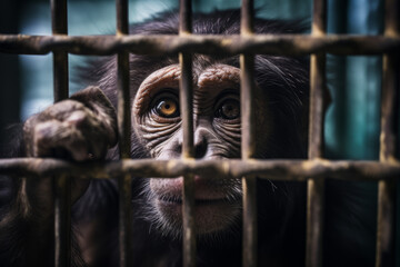 Mono triste cautivo, tráfico ilegal de animales.