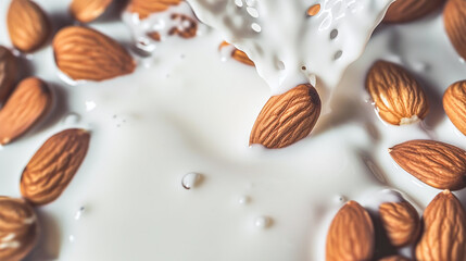 fresh almond milk as alternative to cow milk - obrazy, fototapety, plakaty