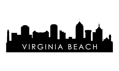 Virginia Beach skyline silhouette. Black Virginia Beach city design isolated on white background.