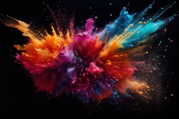 Fototapeta na wymiar Rainbow colored particles exploding
