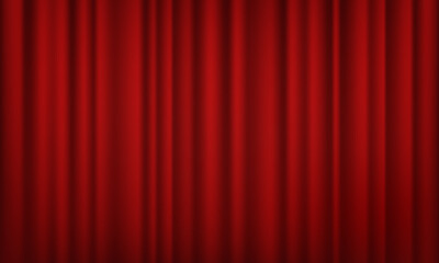 Red curtains. Vector illustration.