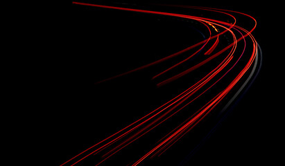 Night road lights. Lights of moving cars at night. long exposure