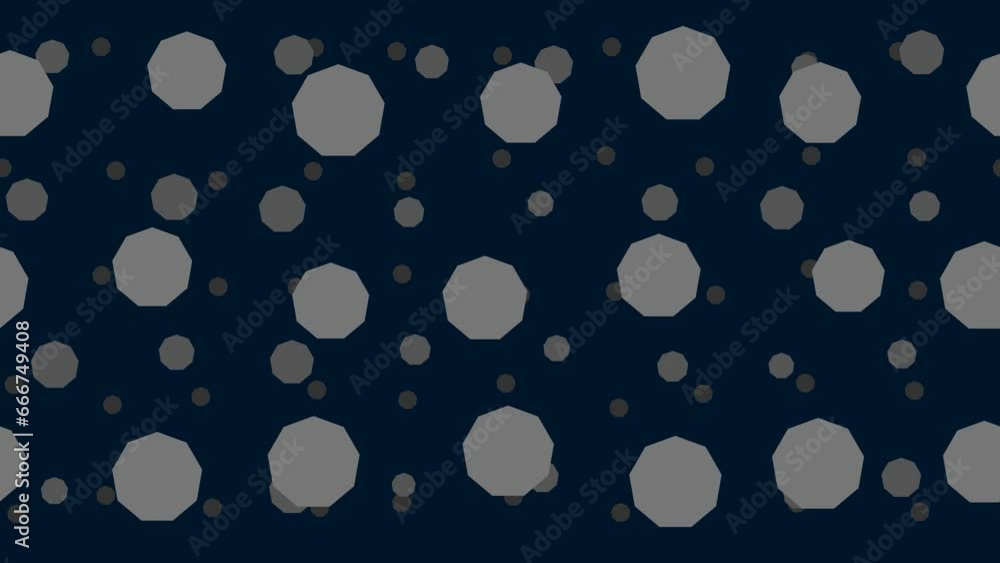 Poster nonagon symbols float horizontally from left to right. parallax fly effect. floating symbols are loc