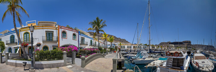 Panorama Puerto de Mogan / Insel Gran Canaria - obrazy, fototapety, plakaty