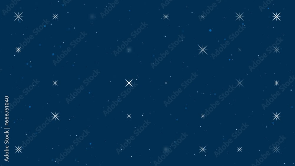 Poster template animation of evenly spaced star symbols of different sizes and opacity. animation of transp