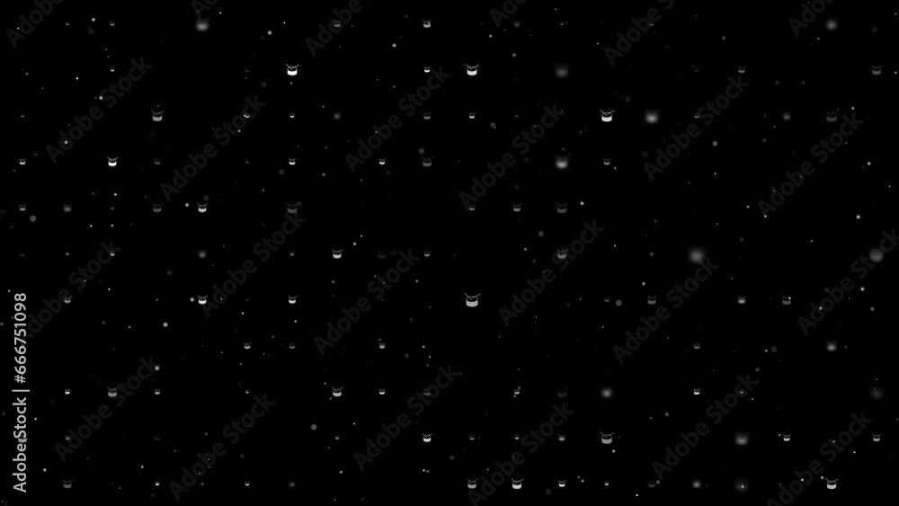 Poster template animation of evenly spaced drum symbols of different sizes and opacity. animation of transp