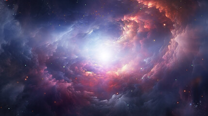 Fototapeta premium ascinating backgrund like cloud mountains with bright light in the middle as galaxy with gorgeaus endless cosmos landscapes with creations of nebulae and planets 