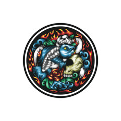 Illustration pisces with nature concept design