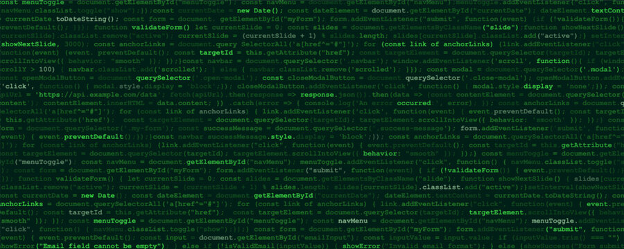 Programming computer code. Abstract visualization of coding. Digital background constructed with different symbols of code. Vector illustration.