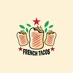 French tacos food logo design vector