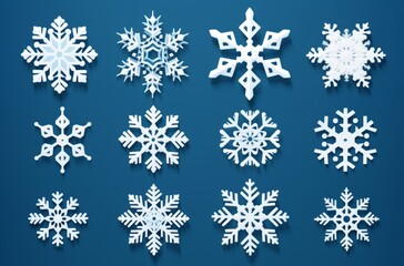 Fototapeta na wymiar Creative and stylish snowflakes on blue background