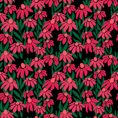 Fototapeta na wymiar Seamless pattern with red flowers seamless vector design