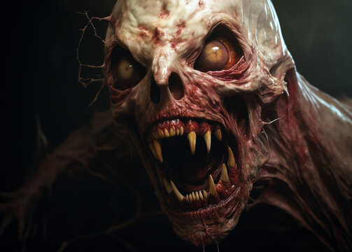 Horror Monster Kreatur mit f&uuml;rchterlichen Z&auml;hnen