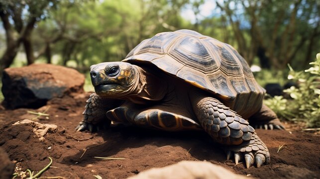 Pinta Island Tortoise in its Natural Habitat