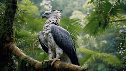 Majestic Harpy Eagle Perched in Rainforest