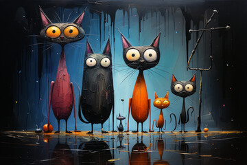 Funny Animals Painted Image Using High Gloss Lacquer - Generative Ai