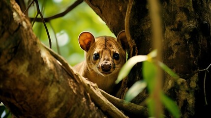 Fossa on the Prowl in Madagascar's Canopy