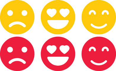 happy saad and love New Emojis list. yellow face icon set. Modern Emoticons Set. Different Reactions design. smile yellow icon design