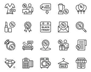 Outline icons set for Black Friday.