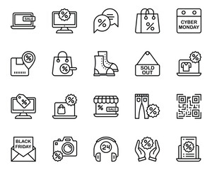 Outline icons set for Black Friday.