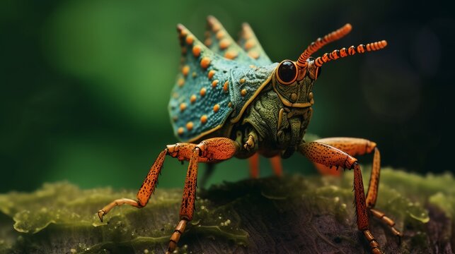 Brazilian Treehopper with Intricate Body Patterns