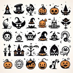 Halloween icons illustration