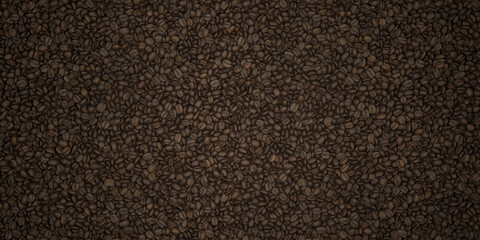 Detailed coffee beans background texture pattern,  roasted coffee product background, brown, dark, high detail 4K resolution, wallpaper, decal.  - Powered by Adobe