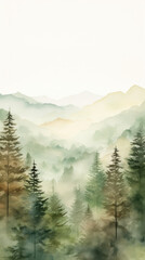 Fototapeta premium A majestic landscape painting capturing the beauty of a forest and distant mountains
