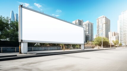 Obraz premium white empty advertising billboard on the street.