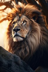 Animal photography. Lion in nature.