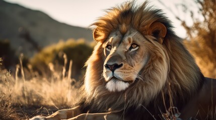 Obraz premium Animal photography. Lion in nature.