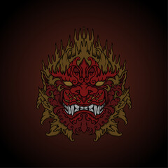 japanese dragon head tattoo and t-shirt design hand drawn vector illustration
