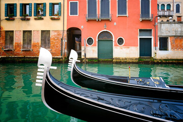 Fototapeta na wymiar Venetian Gondolas .Veneto,Venice,Italy,Europe