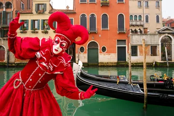 Wandcirkels plexiglas Carneval Costumes,.Veneto,Venice,Italy,Europe © Earth Pixel LLC.