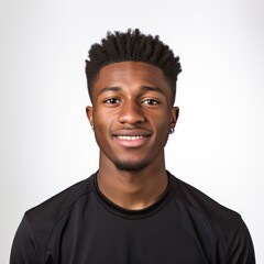 Fototapeta premium A black student with an accomplished expression, posing against a white background