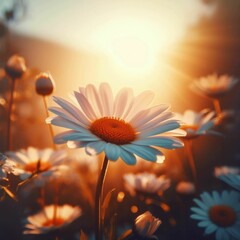 flowers in the sunset. IA Generativa
