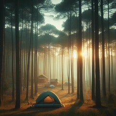 camp in the forest. IA Generativa