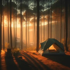 camp in the forest. IA Generativa