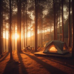 camp in the forest. IA Generativa