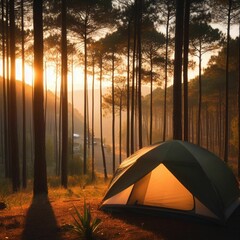 camp in the forest. IA Generativa
