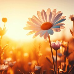 flowers in the sunset. IA Generativa