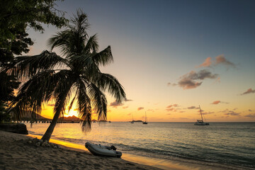 Sunset over Hillsborough Bay, Carriacou Island, Grenada.