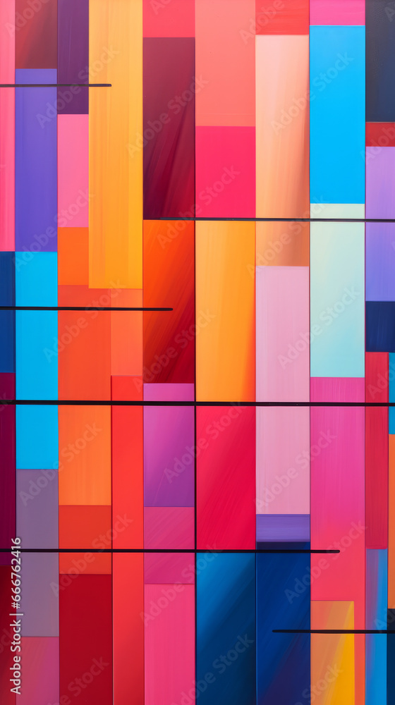 Poster a vibrant geometric pattern of colorful shapes