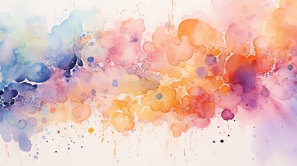 Delicate and intricate watercolor paint splashes on a white background. AI generated