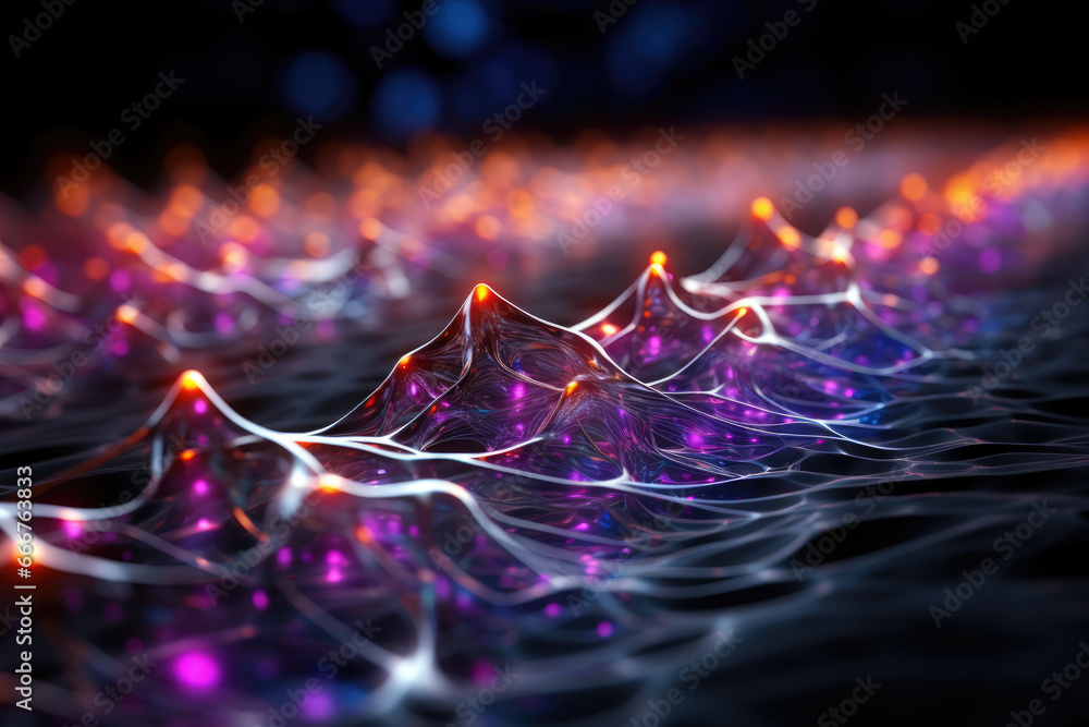 Aufkleber a quantum interference pattern resembling neural pathways, suggesting a connection between quantum p
