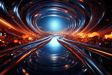 A quantum tunneling metaphorically representing the exploration of the subconscious mind....